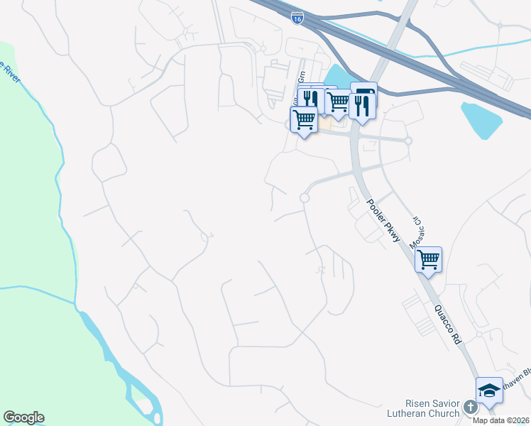map of restaurants, bars, coffee shops, grocery stores, and more near 10 Palladian Way in Pooler