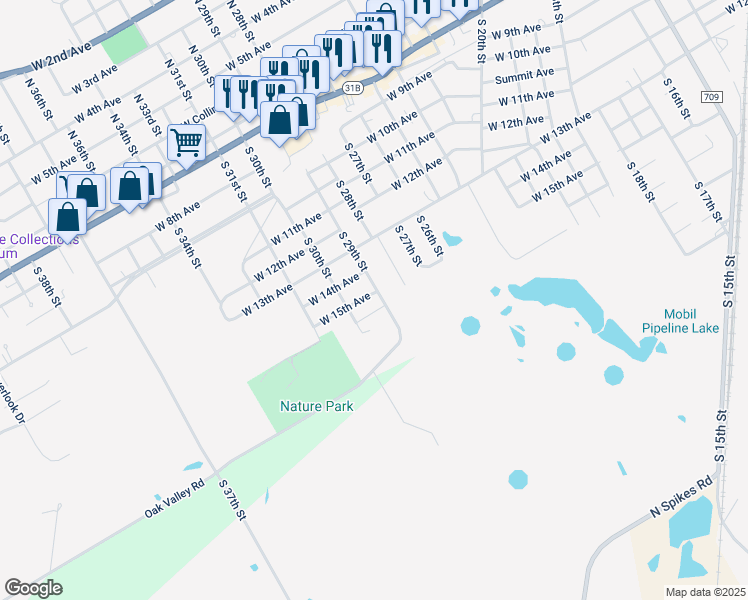 map of restaurants, bars, coffee shops, grocery stores, and more near 1100 South 29th Street in Corsicana