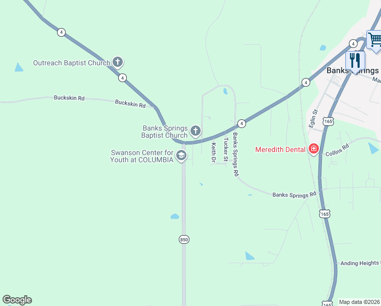 map of restaurants, bars, coffee shops, grocery stores, and more near Franks Street in Columbia