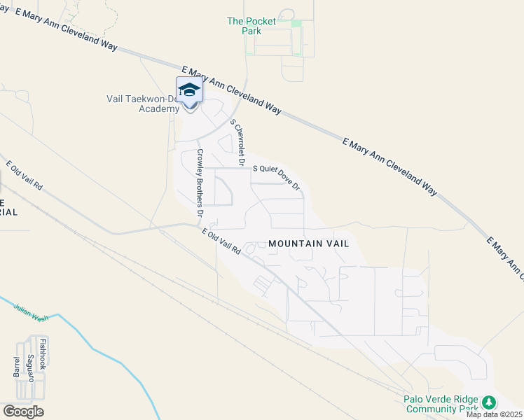 map of restaurants, bars, coffee shops, grocery stores, and more near 11390 East Vail Crest Drive in Tucson