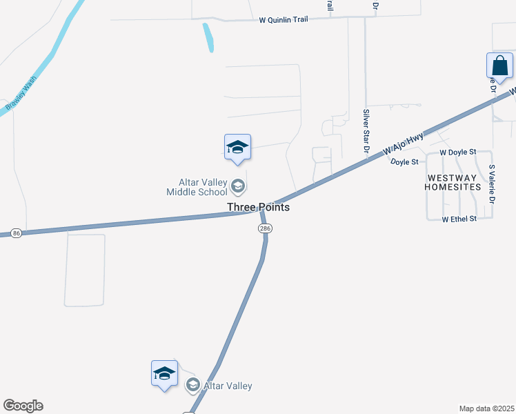 map of restaurants, bars, coffee shops, grocery stores, and more near in Three Points