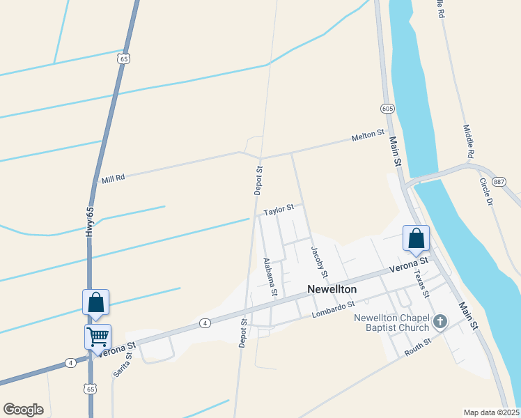 map of restaurants, bars, coffee shops, grocery stores, and more near 130 Alabama Street in Newellton