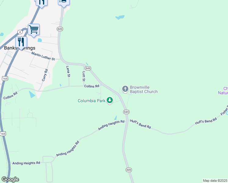 map of restaurants, bars, coffee shops, grocery stores, and more near 125 Yearby Lane in Columbia