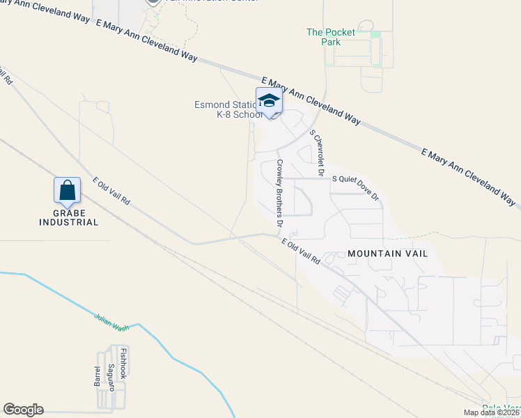 map of restaurants, bars, coffee shops, grocery stores, and more near 11105 East Vail Vista Court in Tucson