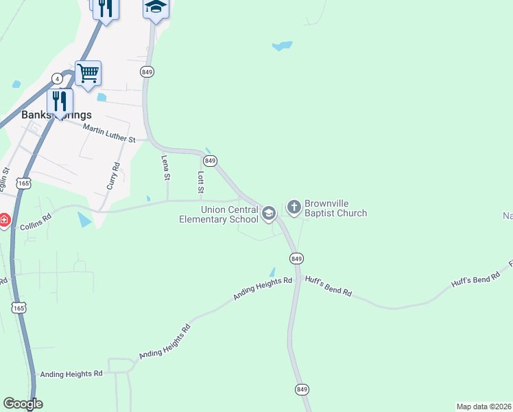 map of restaurants, bars, coffee shops, grocery stores, and more near 800-898 Highway 849 in Columbia