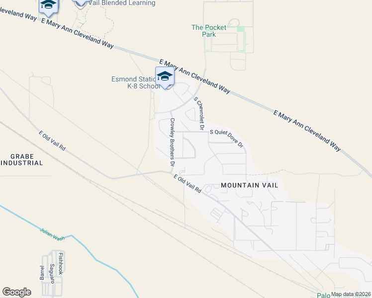 map of restaurants, bars, coffee shops, grocery stores, and more near 9580 South Miller Flats Drive in Tucson