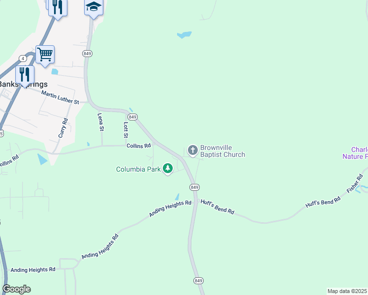 map of restaurants, bars, coffee shops, grocery stores, and more near 125 Yearby Lane in Columbia