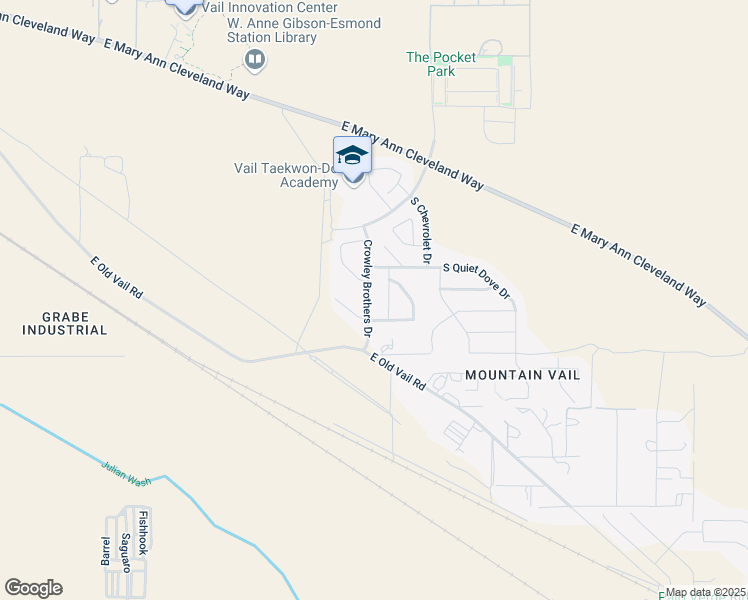 map of restaurants, bars, coffee shops, grocery stores, and more near 9589 Crowley Brothers Drive in Tucson