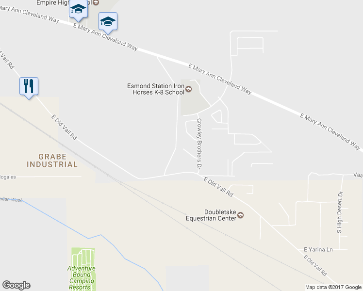 map of restaurants, bars, coffee shops, grocery stores, and more near 11105 East Vail Vista Court in Tucson