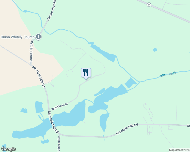 map of restaurants, bars, coffee shops, grocery stores, and more near 207 Wolf Creek Drive in Americus