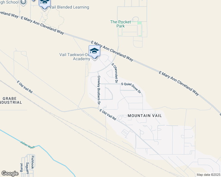 map of restaurants, bars, coffee shops, grocery stores, and more near 9565 South Miller Flats Drive in Tucson