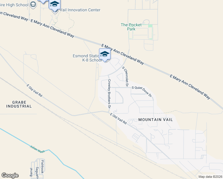map of restaurants, bars, coffee shops, grocery stores, and more near 9504 Crowley Brothers Drive in Tucson