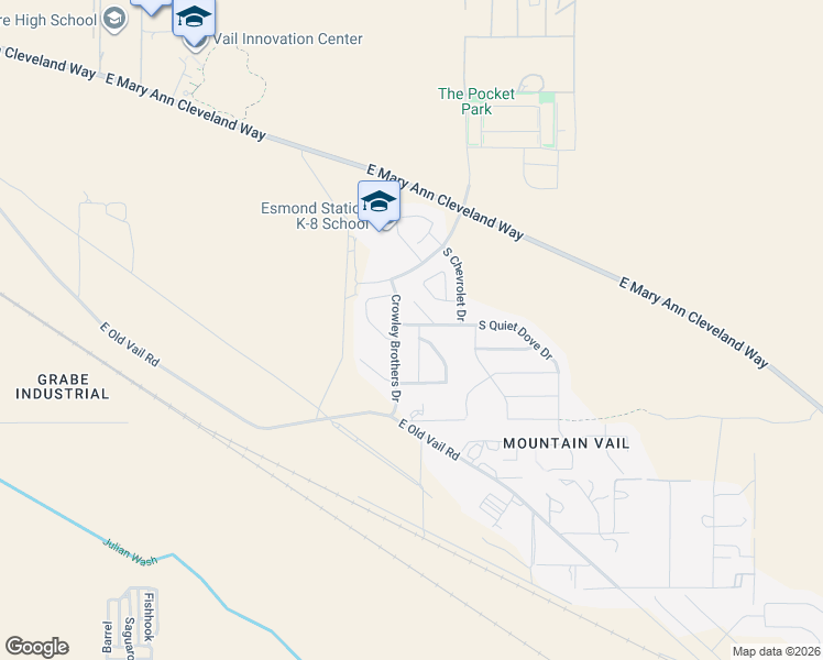 map of restaurants, bars, coffee shops, grocery stores, and more near 9504 Crowley Brothers Drive in Tucson