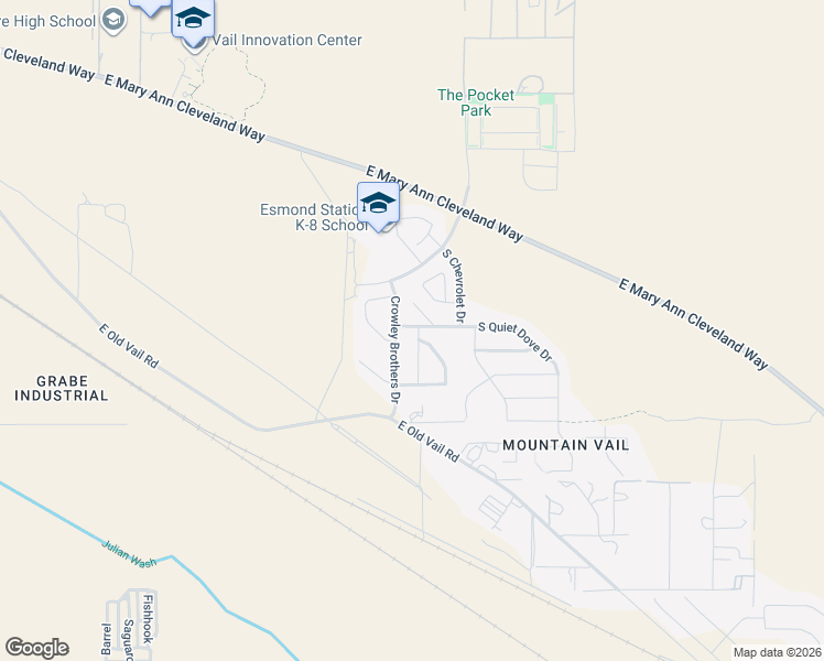 map of restaurants, bars, coffee shops, grocery stores, and more near 9504 Crowley Brothers Drive in Tucson