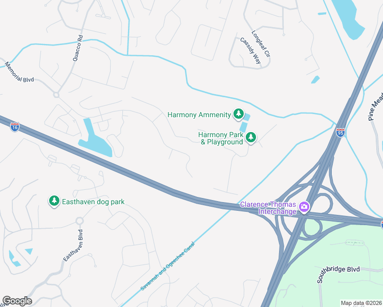 map of restaurants, bars, coffee shops, grocery stores, and more near 73 Melody Drive in Pooler