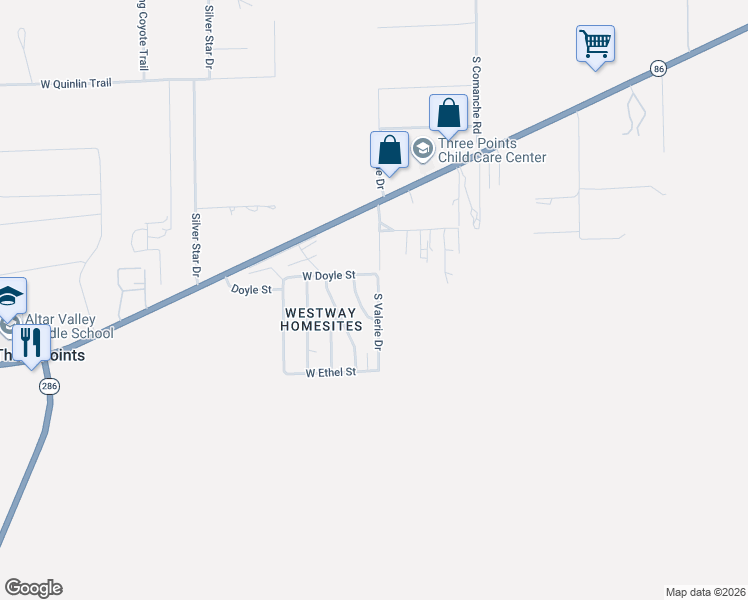 map of restaurants, bars, coffee shops, grocery stores, and more near 9342 South Valerie Drive in Tucson