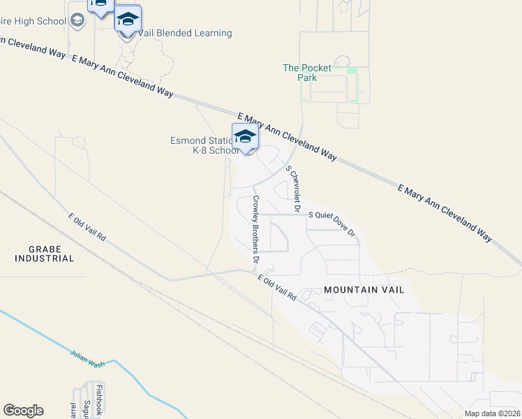 map of restaurants, bars, coffee shops, grocery stores, and more near 9509 Crowley Brothers Drive in Tucson