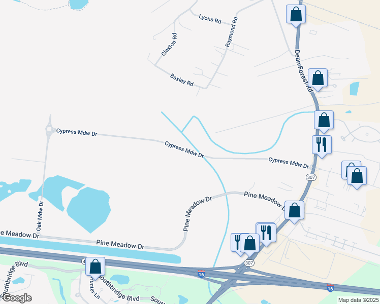 map of restaurants, bars, coffee shops, grocery stores, and more near Cypress Meadow Drive in Pooler