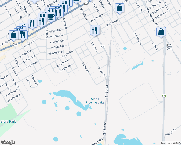 map of restaurants, bars, coffee shops, grocery stores, and more near 916 West 18th Avenue in Corsicana