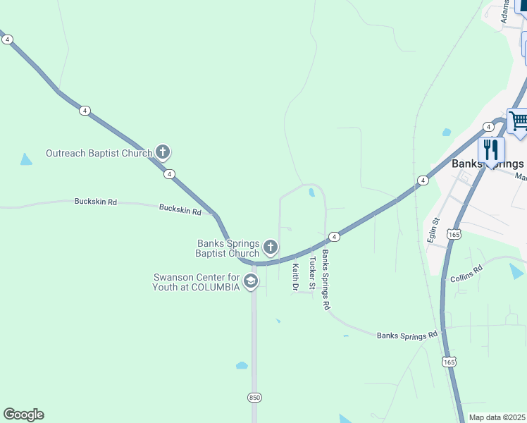 map of restaurants, bars, coffee shops, grocery stores, and more near Pension Hill Road in Columbia