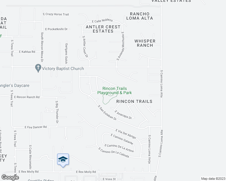 map of restaurants, bars, coffee shops, grocery stores, and more near 9457 South Placita Nivel in Vail