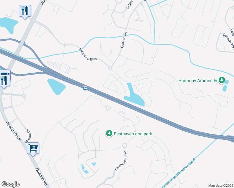 map of restaurants, bars, coffee shops, grocery stores, and more near 320 Gallery Way in Pooler