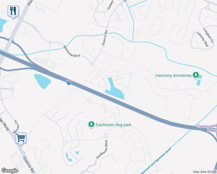 map of restaurants, bars, coffee shops, grocery stores, and more near 236 Opus Court in Pooler