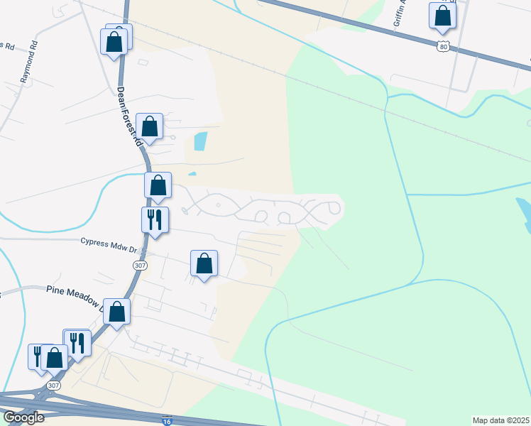 map of restaurants, bars, coffee shops, grocery stores, and more near 1602 Dean Forest Road in Garden City