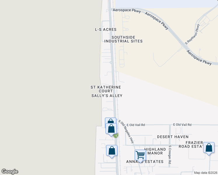 map of restaurants, bars, coffee shops, grocery stores, and more near 931 East Saint Katherines Court in Tucson