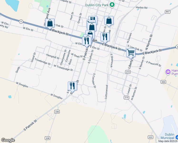 map of restaurants, bars, coffee shops, grocery stores, and more near 226 Peoples Street in Dublin