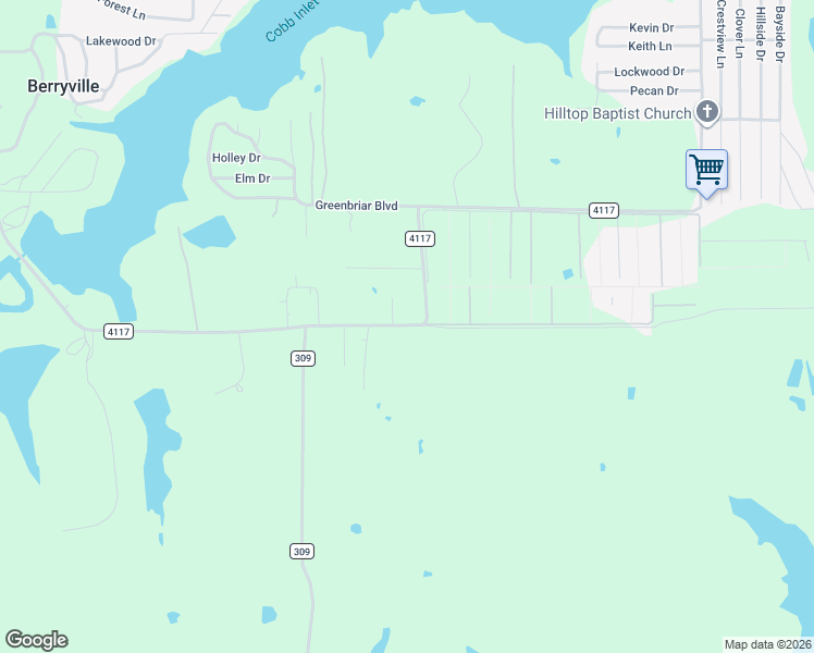 map of restaurants, bars, coffee shops, grocery stores, and more near 24416 County Road 4117 in Frankston