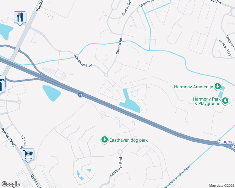 map of restaurants, bars, coffee shops, grocery stores, and more near 320 Gallery Way in Pooler
