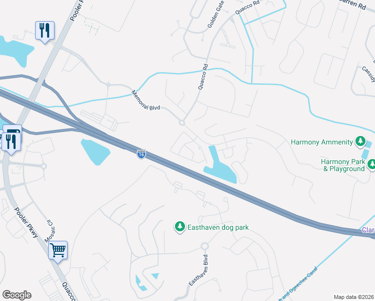 map of restaurants, bars, coffee shops, grocery stores, and more near 320 Gallery Way in Pooler