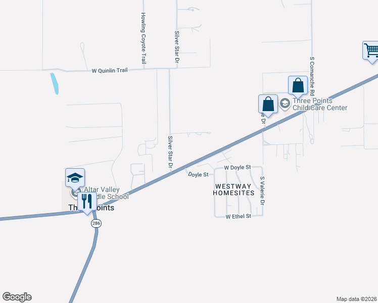 map of restaurants, bars, coffee shops, grocery stores, and more near 9183 Silver Star Drive in Tucson