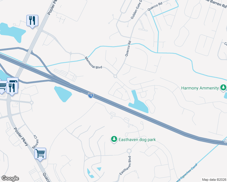 map of restaurants, bars, coffee shops, grocery stores, and more near 203 Sonata Circle in Pooler