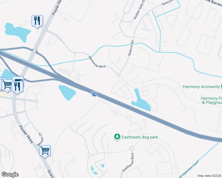 map of restaurants, bars, coffee shops, grocery stores, and more near 184 Sonata Circle in Pooler