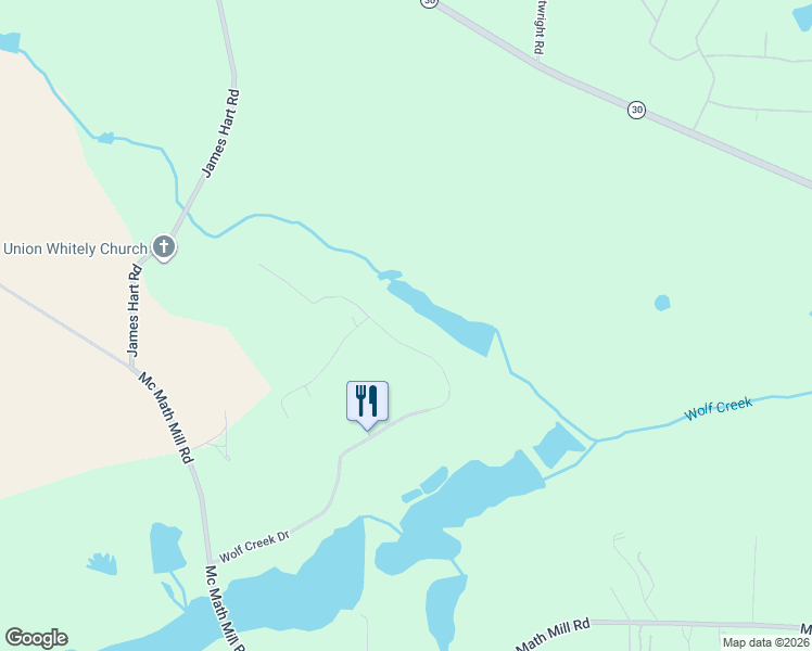 map of restaurants, bars, coffee shops, grocery stores, and more near 288 Wolf Creek Drive in Americus