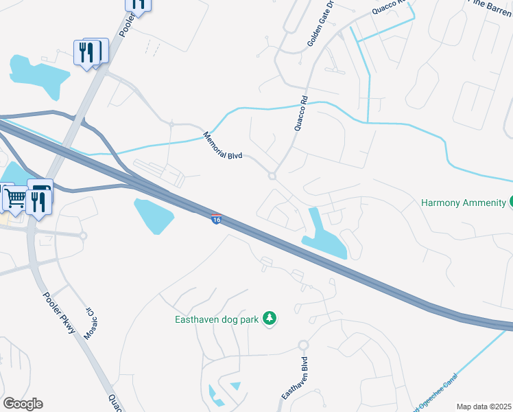 map of restaurants, bars, coffee shops, grocery stores, and more near 203 Sonata Circle in Pooler