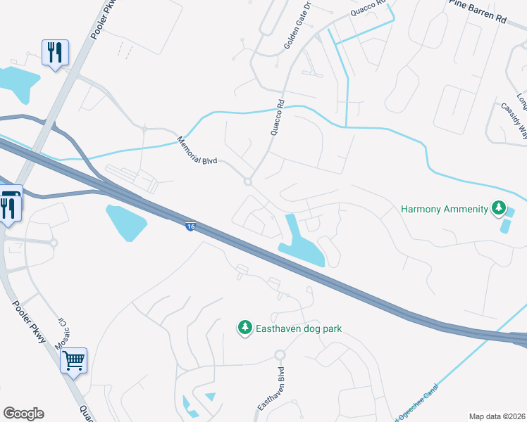 map of restaurants, bars, coffee shops, grocery stores, and more near 201 Opus Court in Pooler