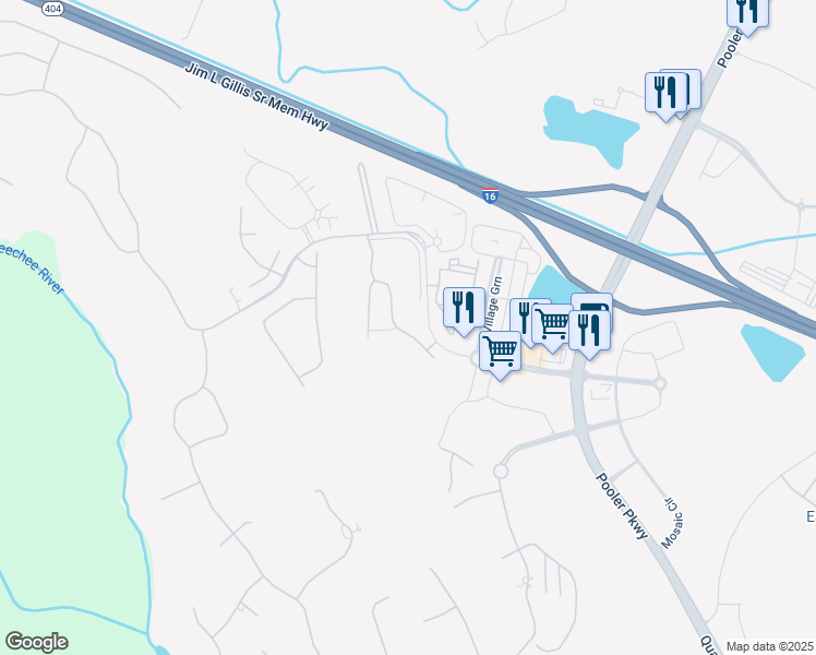 map of restaurants, bars, coffee shops, grocery stores, and more near 110 Mallory Place in Pooler