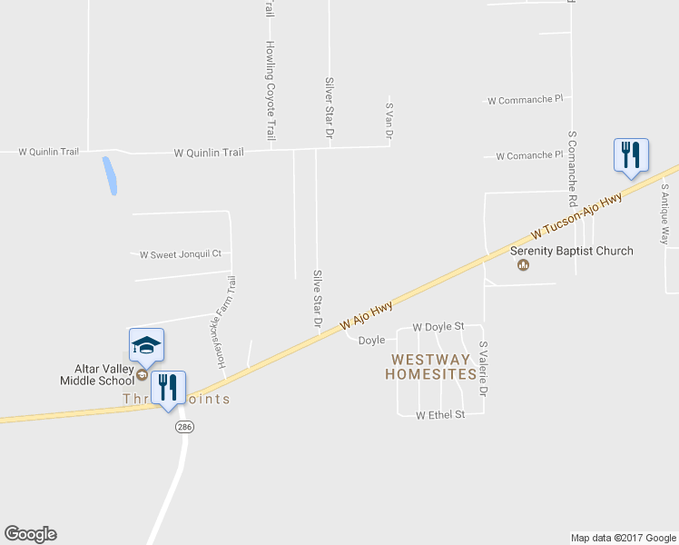 map of restaurants, bars, coffee shops, grocery stores, and more near 9183 Silver Star Drive in Tucson
