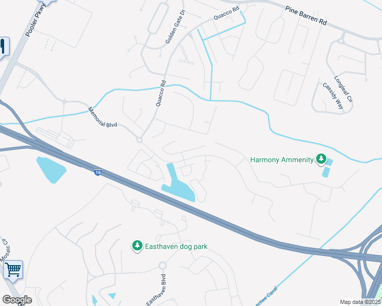 map of restaurants, bars, coffee shops, grocery stores, and more near 17 Tranquil Place in Pooler