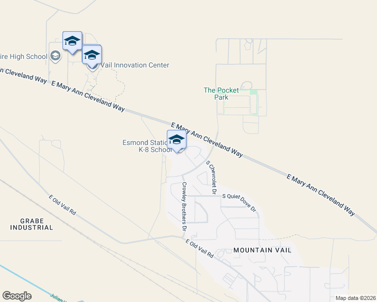 map of restaurants, bars, coffee shops, grocery stores, and more near 9400 South Atterbury Wash Way in Tucson