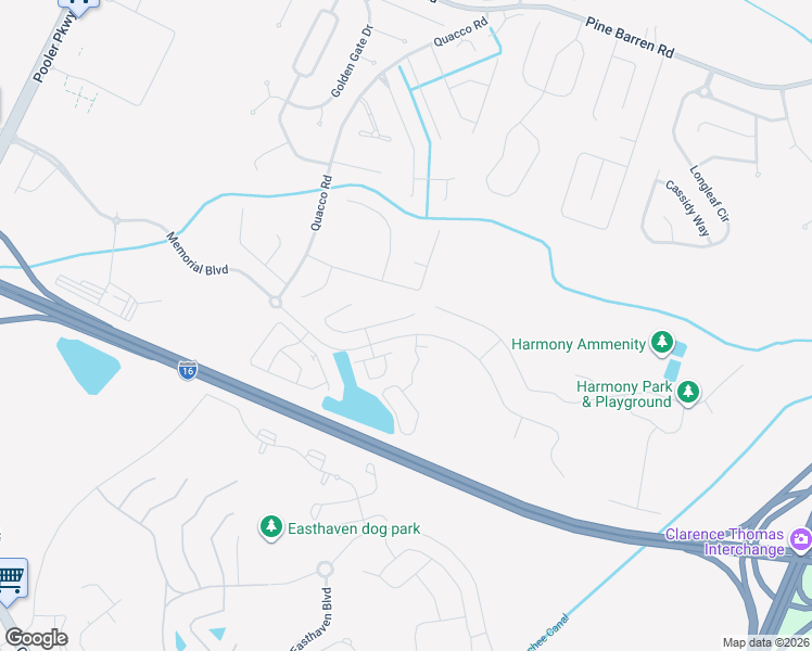 map of restaurants, bars, coffee shops, grocery stores, and more near 1 Tranquil Place in Pooler