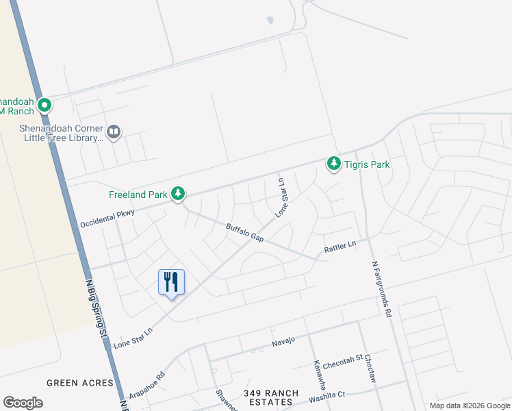 map of restaurants, bars, coffee shops, grocery stores, and more near 6811 Stetson Dr in Midland