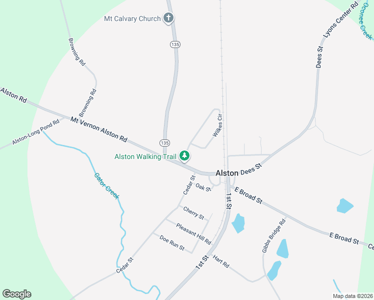 map of restaurants, bars, coffee shops, grocery stores, and more near 140-150 Currie Drive in Alston