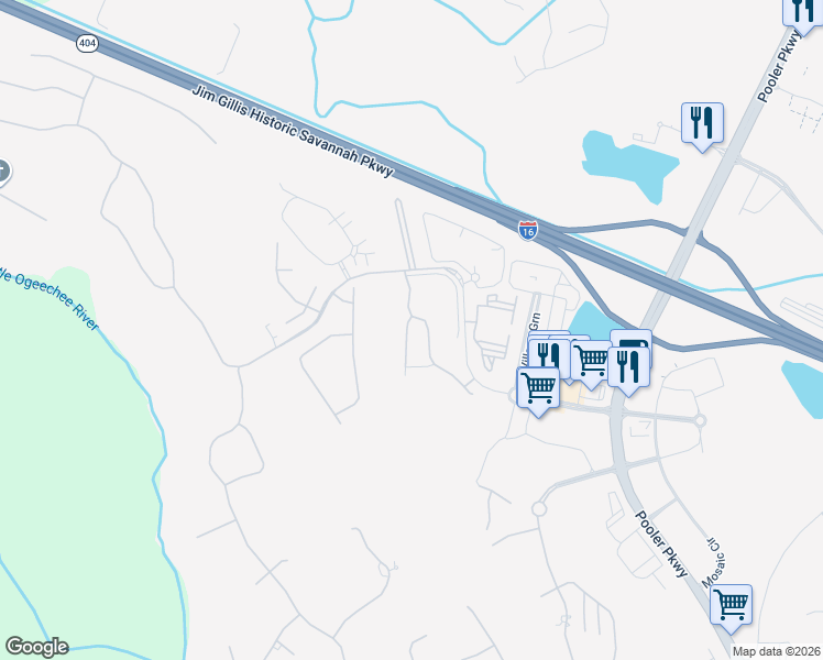 map of restaurants, bars, coffee shops, grocery stores, and more near 127 Mallory Place in Pooler