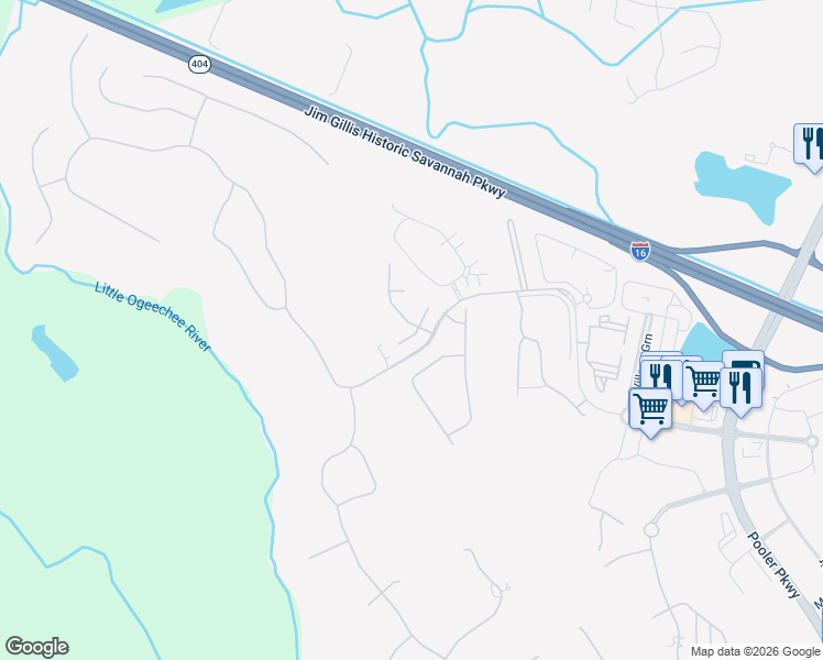 map of restaurants, bars, coffee shops, grocery stores, and more near 1 Ashstead Lane in Pooler