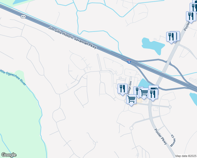 map of restaurants, bars, coffee shops, grocery stores, and more near 633408 Mallory Place in Pooler