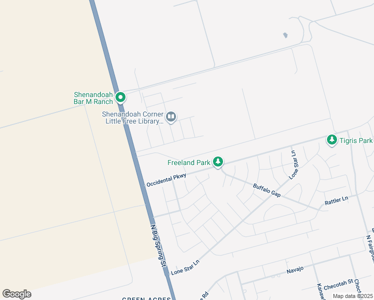 map of restaurants, bars, coffee shops, grocery stores, and more near 7042 Big Spring Street in Midland